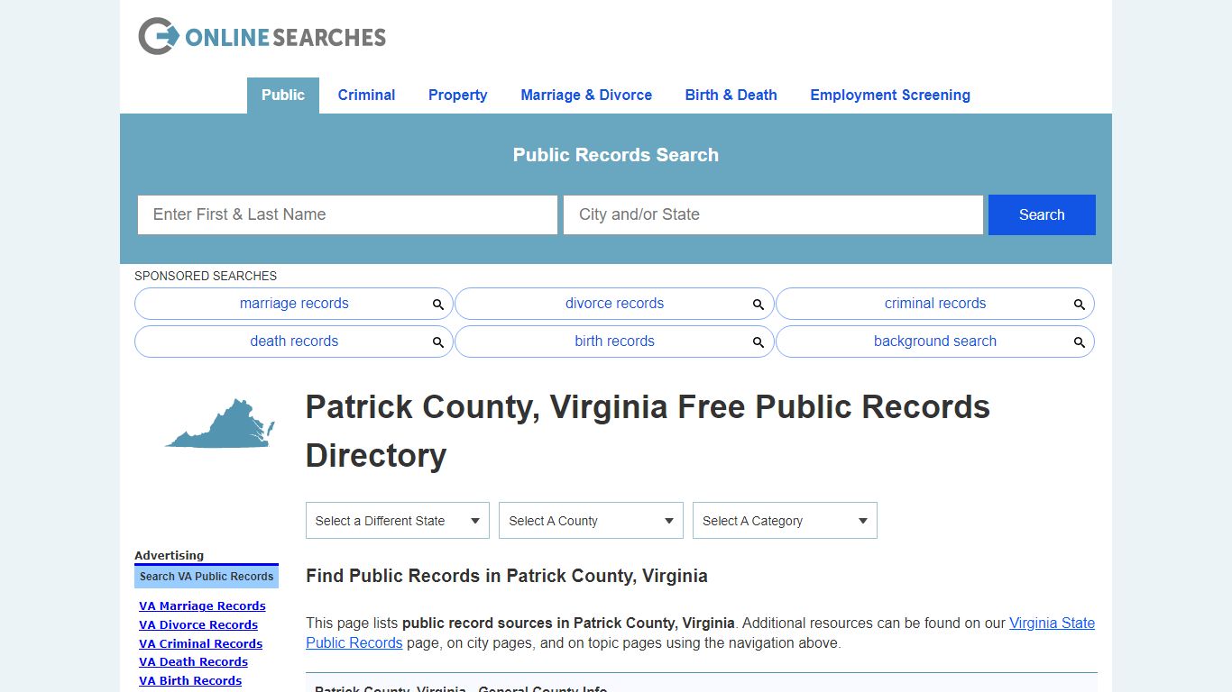 Patrick County, Virginia Public Records Directory