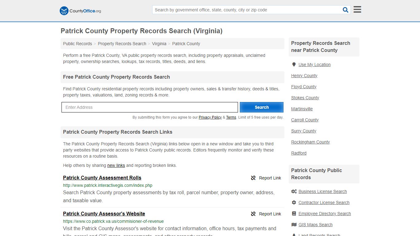 Patrick County Property Records Search (Virginia) - County Office